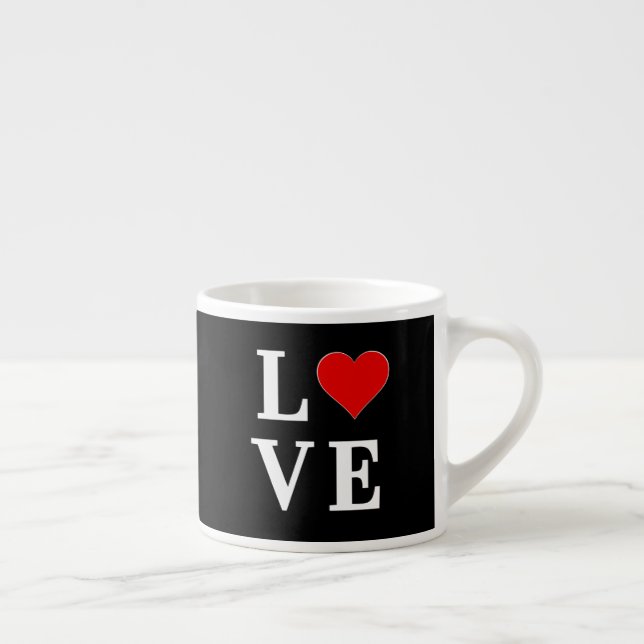 Taza De Espresso Black LOVE Heart Modern Trendy (Derecha)