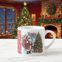 Taza De Espresso Black Santa Custom Name Child's Cup Boy o Chica