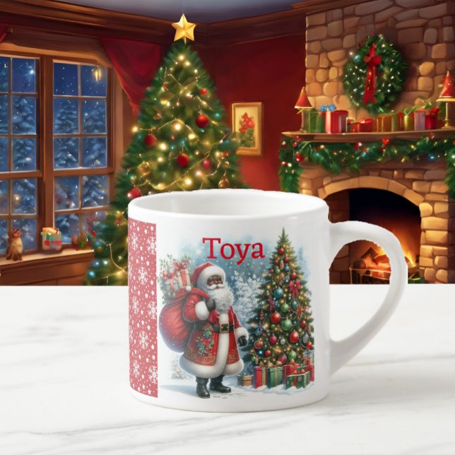 Taza De Espresso Black Santa Custom Name Child's Cup Boy o Chica (Subido por el creador)