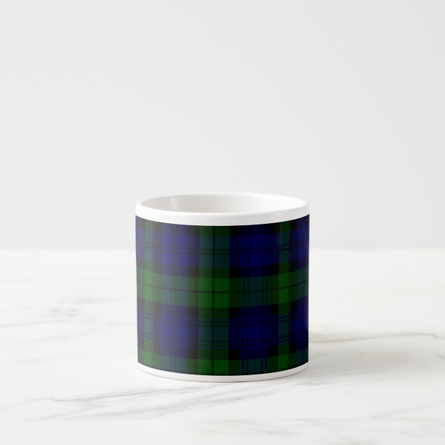 Taza De Espresso Black Watch Tartan Blue Green Plage (Frente)