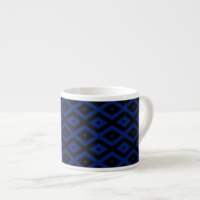 Taza De Espresso Blue and black diamond pattern (Derecha)