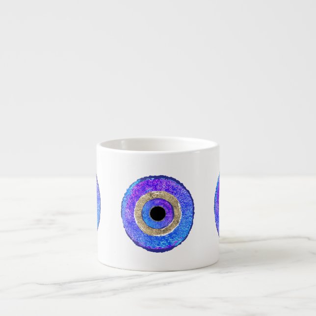 Taza De Espresso Blue Evil Eye Protection (Frente)