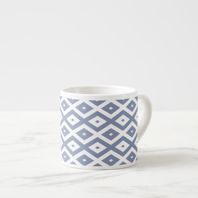 Taza De Espresso Blue grey and white diamond pattern (Derecha)