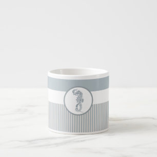 Taza De Espresso Blue Seahorse Blue Classic Nautical Elegant