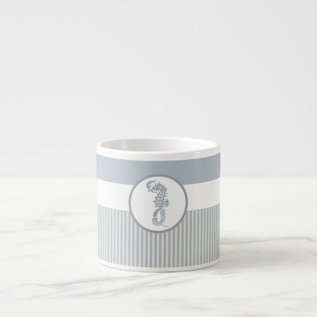 Taza De Espresso Blue Seahorse Blue Classic Nautical Elegant (Frente)