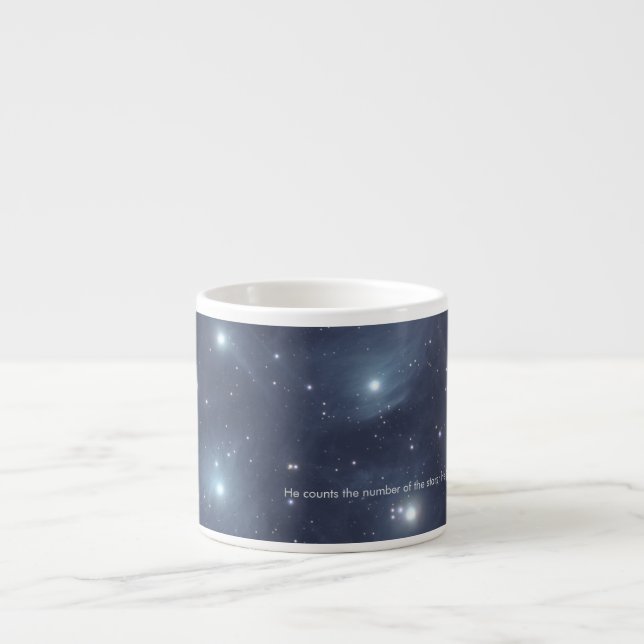 Taza De Espresso Blue Stars Psalms Scripture Mug (Frente)