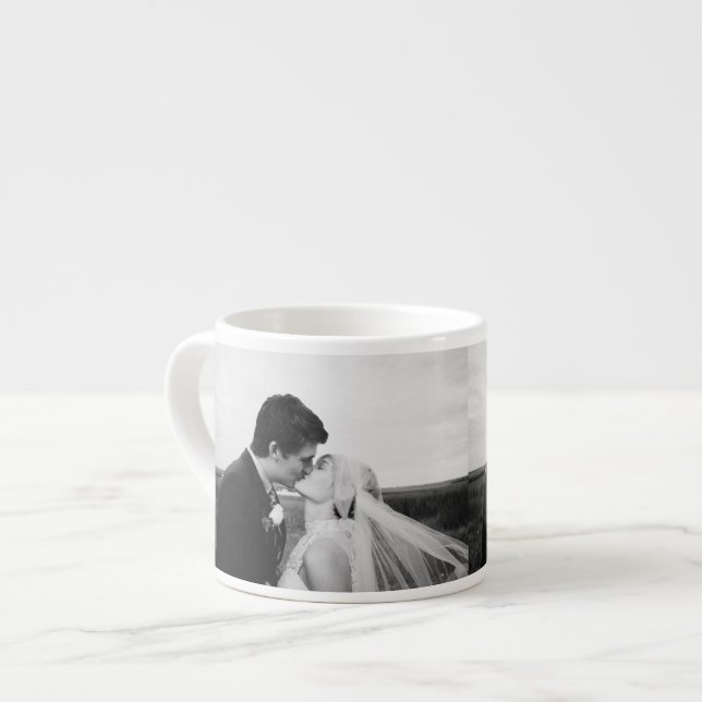 Taza De Espresso Boda blanco y negro o 2 fotos falsas Panorámicas (Izquierda)