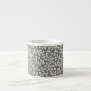 Taza De Espresso Boda Encaje Antiguo Lino Blanco Clásico Bonito