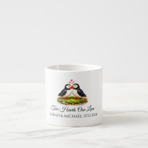 Taza De Espresso Bodas de frailecillos personalizadas Dos Corazones