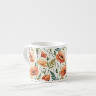 Taza De Espresso Boho Garden of Beautiful Poppies