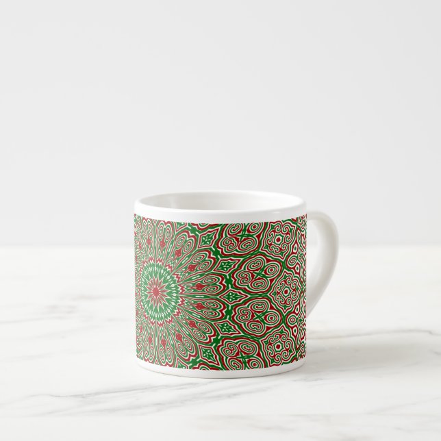 Taza De Espresso Boho Hippie Funky Trippy Ornate Navidades Mandala (Derecha)