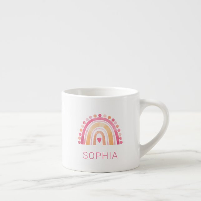 Taza De Espresso Boho Watercolor Arcoiris personalizado (Derecha)