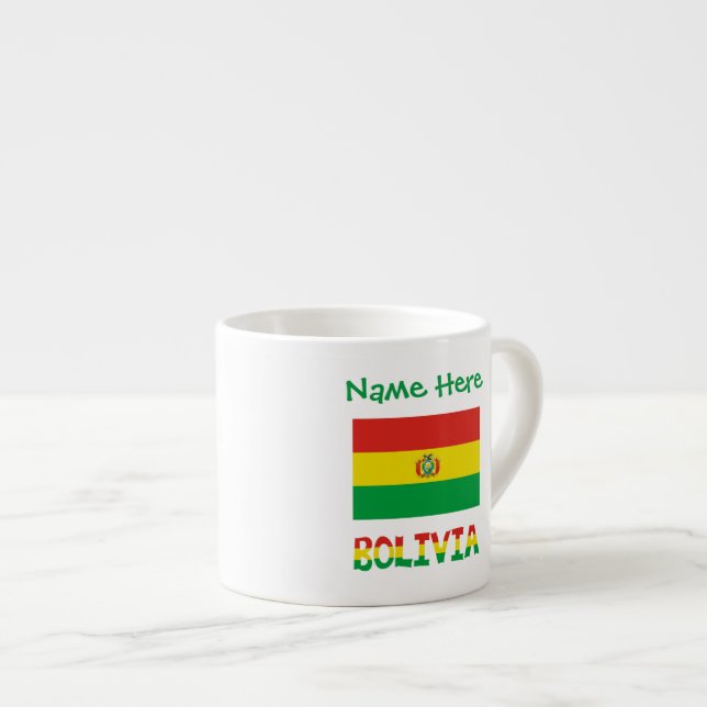 Taza De Espresso Bolivia: La bandera verde personalizada (Derecha)