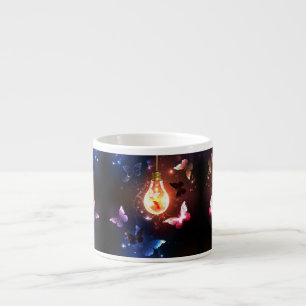 Taza De Espresso Bombilla brillante con mariposas nocturnas