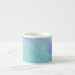 Taza De Espresso Bonito Aqua Blue Purple Pastel Mosaic