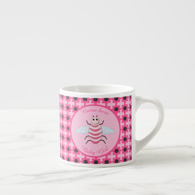 Taza De Espresso Bonito Bebé Rosa Bee Personalizado (Derecha)