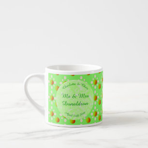 Taza De Espresso Bonito Boda Primavera Flor de Apple y manzanas