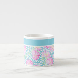 Taza De Espresso Bonito Espresso Mug, rosas rosadas, mariposas blan