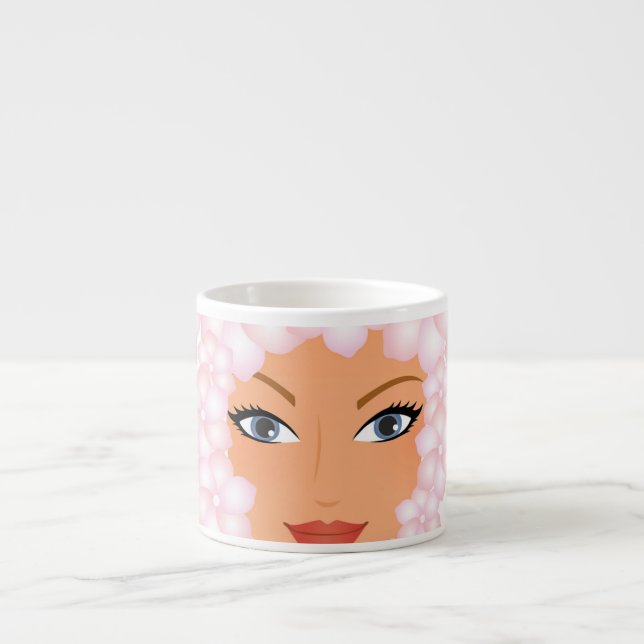 Taza De Espresso Bonito Floral Lady Coffee (Frente)