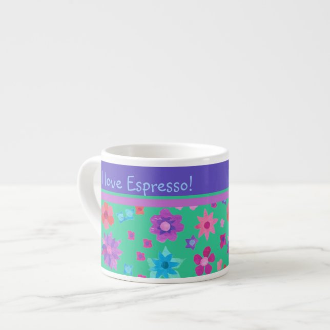 Taza De Espresso Bonito Jade Green Personalizado Flower Power Espre (Izquierda)
