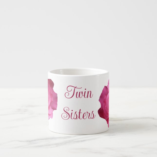 Taza De Espresso Bonito rosa rosa rosa floral hermanas gemelas idén (Frente)