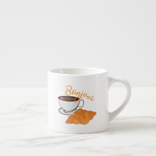 Taza De Espresso Bonjour Croissant Coffee Breakfast - Café francés