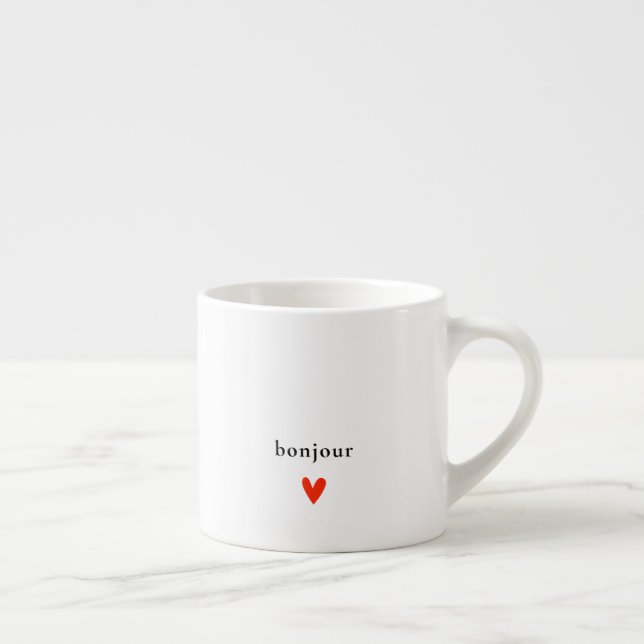 Taza De Espresso Bonjour minimalista y moderno (Derecha)