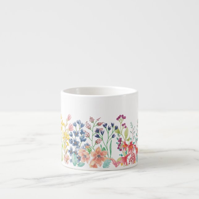 Taza De Espresso Borde de flores silvestres (Frente)