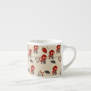 Taza De Espresso Bosque de hongos rojo beige