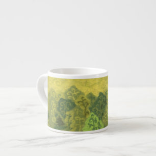 Taza De Espresso Bosque de verano, pintura de lana, árboles verdes 