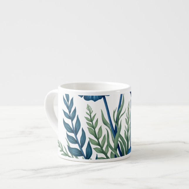 Taza de espresso botánico boho, taza de café elega (Izquierda)
