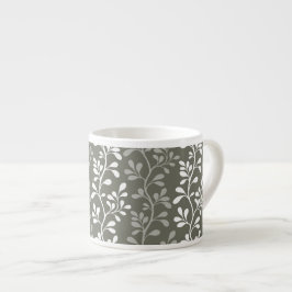 Taza De Espresso Botánico moderno minimalista blanco y verde oscuro