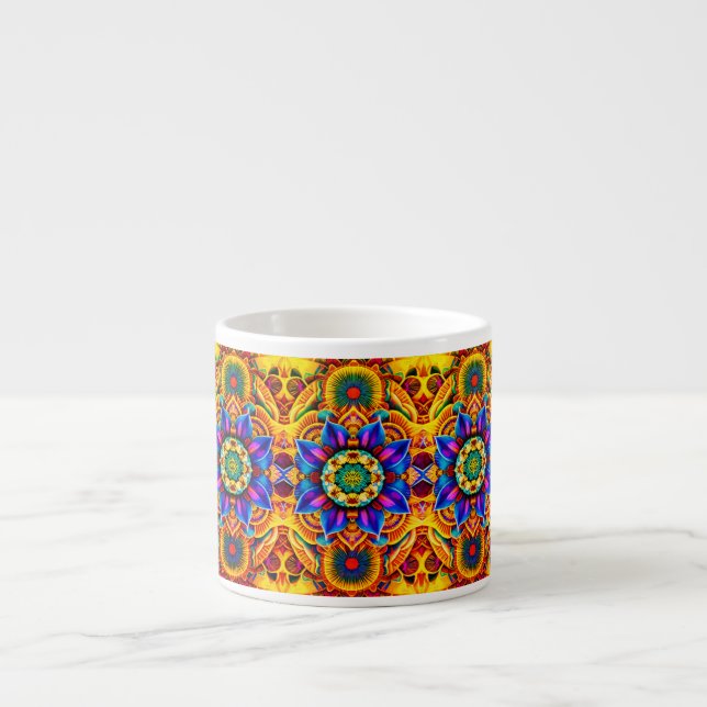 Taza De Espresso Botella de agua Mandala Azul (Frente)