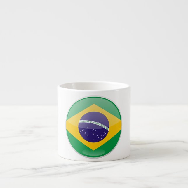 Taza De Espresso botón Bandera de Brasil (Frente)
