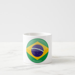Taza De Espresso Botón de la bandera de Brasil