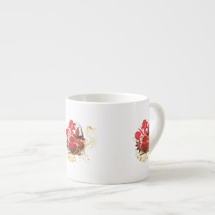 Taza De Espresso Bouquet de dos corazones