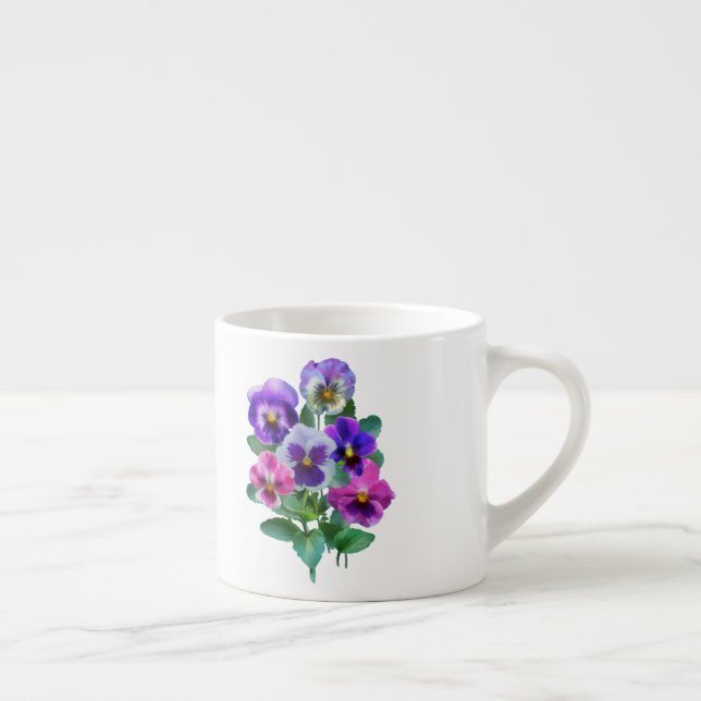 Taza De Espresso Bouquet de flores pansy violetas (Derecha)