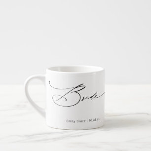Taza De Espresso Bride Modern Elegant Script Boda Nombre personaliz