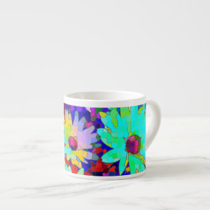 Taza De Espresso Bright Abstract Daisies