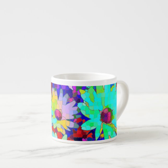 Taza De Espresso Bright Abstract Daisies (Derecha)