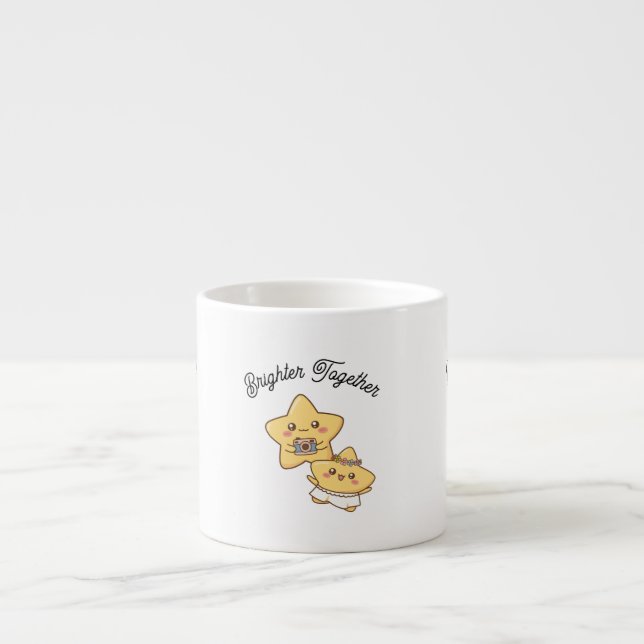 Taza De Espresso Brighter Together – Cute, lovely Couple Mug Gift (Frente)