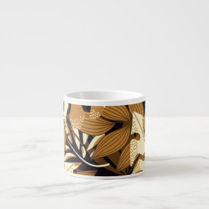 Taza De Espresso Brillantes hojas tropicales patrón oscuro