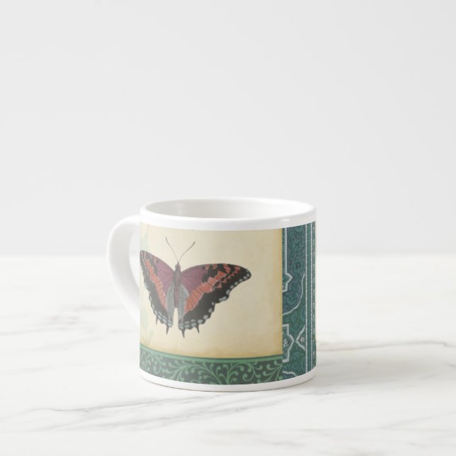 Taza De Espresso Brocade decorativo de mariposa por Vision Studio (Izquierda)