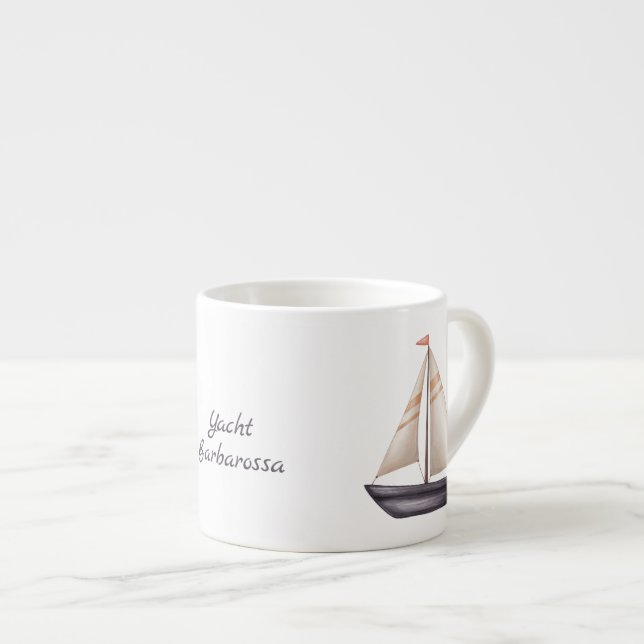 Taza De Espresso Brown Sailing Boat and Name (Derecha)