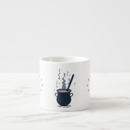 Taza De Espresso Brujería de caldero de Halloween mágico
