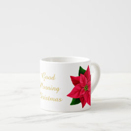 Taza De Espresso Buenos Días Navidad Café Fuerte Poinsettia