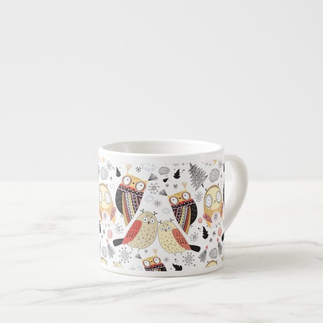 Taza De Espresso Búho divertido de la textura (Derecha)