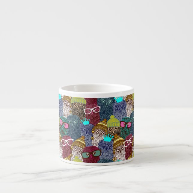 Taza De Espresso Búho en la corona (Frente)