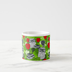 Taza De Espresso Búho en rosas rojas