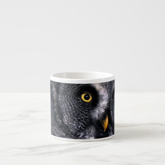 Taza De Espresso Búho Gris Grande (Frente)